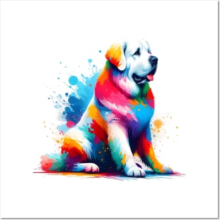 Kuvasz in Vibrant Splashed Paint Art Style Posters and Art